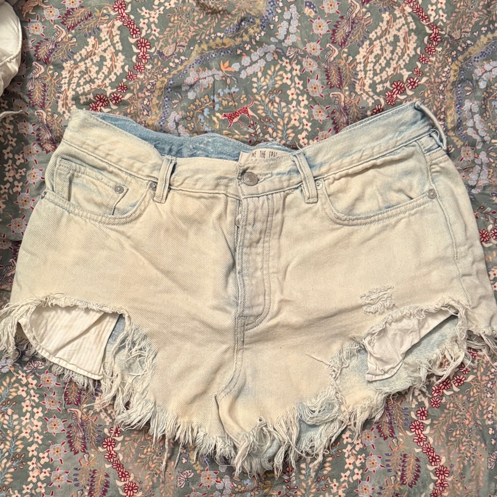 Free people distressed denim jean shorts